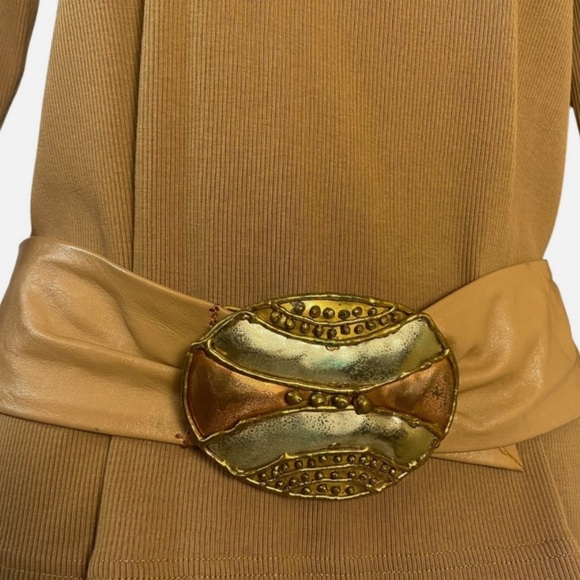 Vintage Women's Artisan Handmade Wide Waist Leather & Metal Statement Belt Boho - Picture 1 of 7